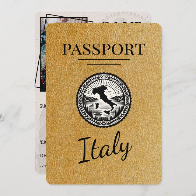 Guld Italien Passport Spara Datumet (Fram/baksida)