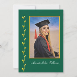 Guld Ivy-design med foto-examensannonsering Meddelande