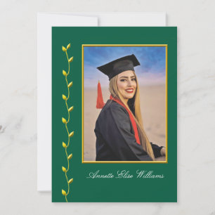 Guld Ivy-design med foto-examensannonsering Meddelande