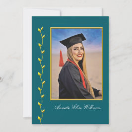 Guld Ivy-design med foto-examensannonsering Meddelande