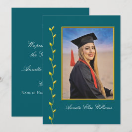Guld Ivy-design med foto-examensannonsering Meddelande