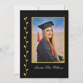 Guld Ivy-design med foto-examensannonsering Meddelande