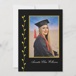 Guld Ivy-design med foto-examensannonsering Meddelande