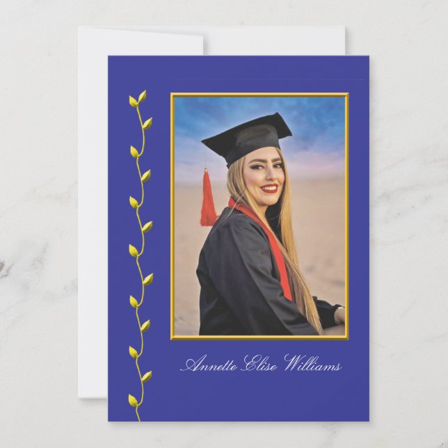 Guld Ivy-design med foto-examensannonsering Meddelande (Framsida)