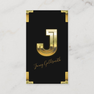 Guld J Initial och Borders Affärs kort