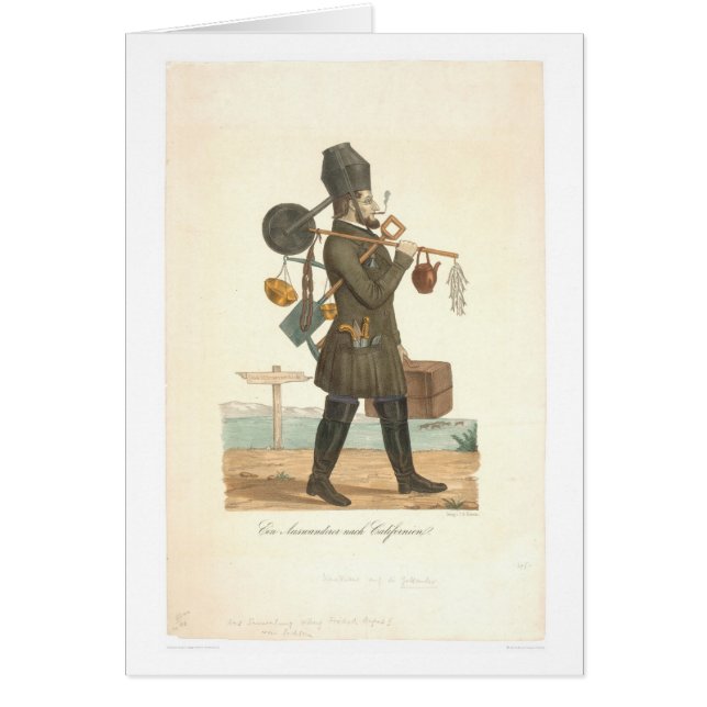 Guld- jägare som går till CA. (0631A) Hälsningskort (Framsidan)