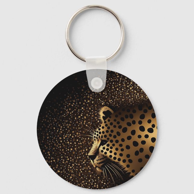 Guld Jaguar Mönster           Nyckelring (Framsida)