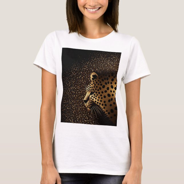 Guld Jaguar Mönster T Shirt (Framsida)