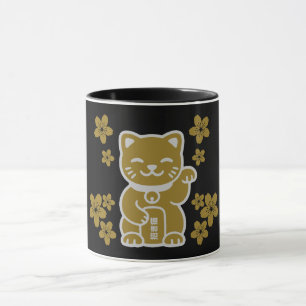 Guld japansk Maneki-neko Mugg