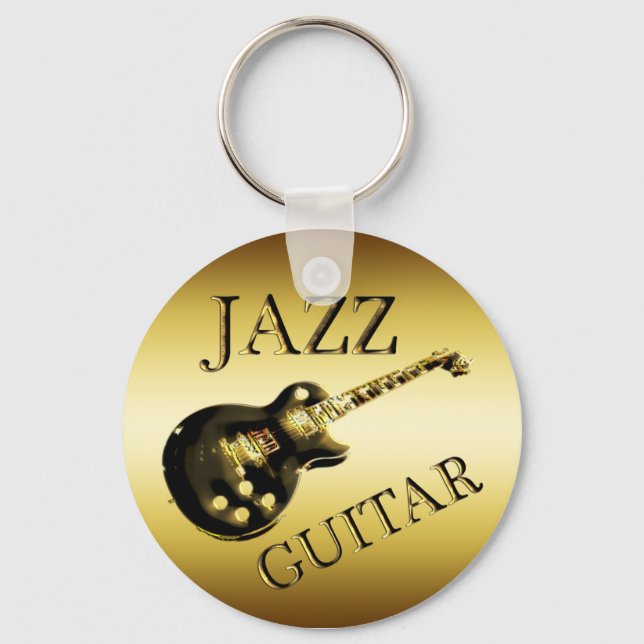 GULD JAZZ GUITAR NYCKELRING (Framsida)