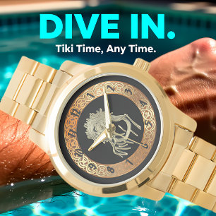 Guld Jesus tittar upp till gud glimmerande ljusa Armbandsur