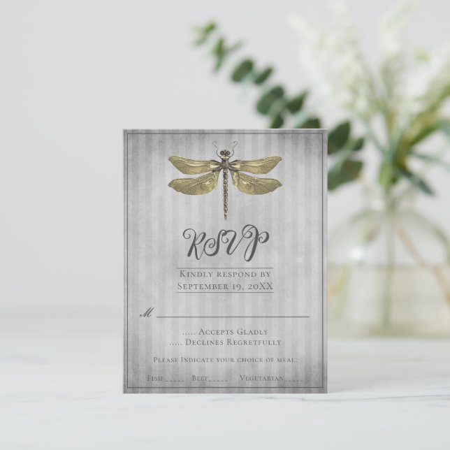 Guld Jeweled Dragonfly Bröllop OSA (Stående Fram)