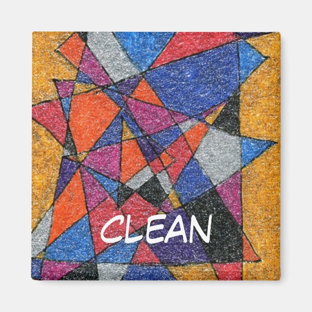 "Guld & Jewels" Abstrakt Dishwasher Status Magnet (Framsidan)