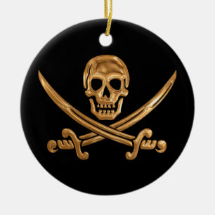 Guld- Jolly Roger Julgransprydnad Keramik