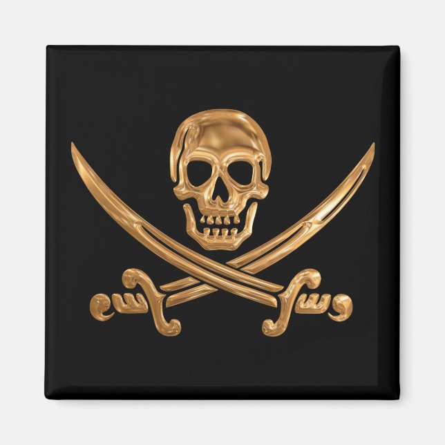 Guld Jolly Roger Magnet (Framsidan)