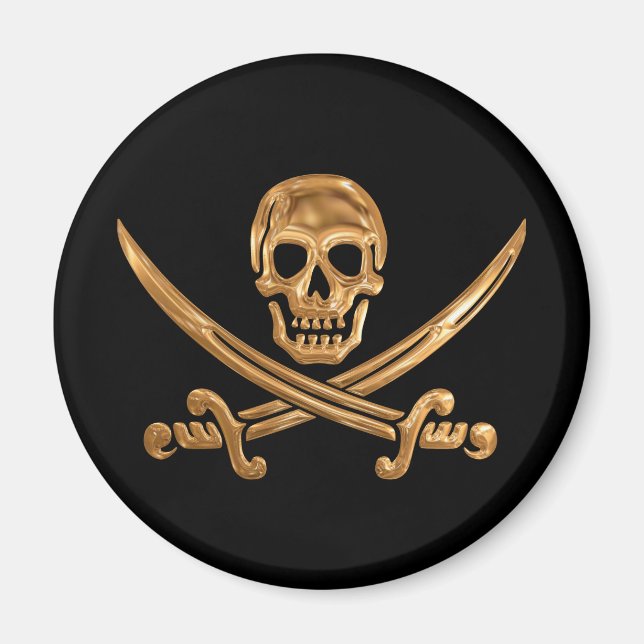 Guld Jolly Roger Magnet (Framsidan)