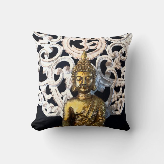 Guld Jord Buddha OM Aum Mantra Ajna Meditation Kudde (Framsida)