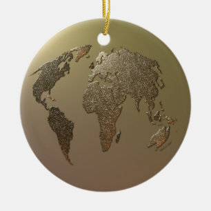 Guld- jordklot julgransprydnad keramik