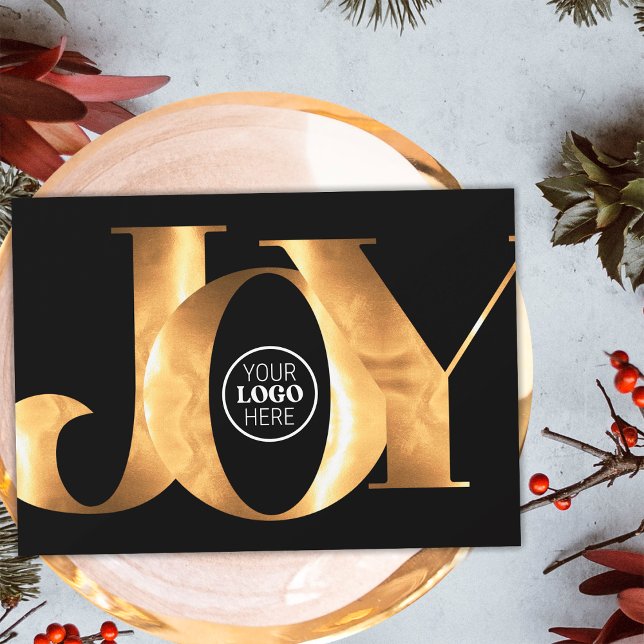 Guld Joy Business Logotyp Glad helg Julkort (Front)