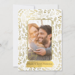 Guld Joy Folie Botanisk Modern Glam Holiday Foto Julkort