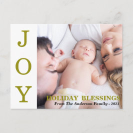 Guld JOY Helgdag Blessings Photo Helgdag Card Helg Vykort