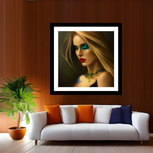 Guld judar bronze Blonde Women blue mörk fantasi Poster
