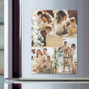 Guld jul 4 fotokollage Magnetiska kort