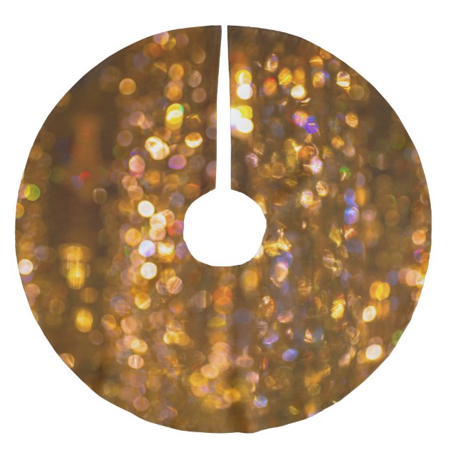 Guld-jul: Abstraktens avskärmade bakgrund Julgransmatta Borstad Polyester (Framsidan)