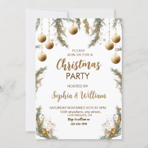 Guld jul Baubles Festive Party Inbjudningar