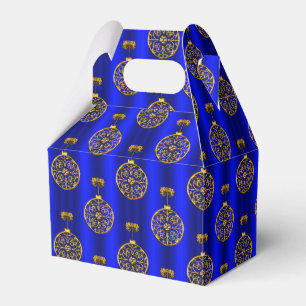 Guld jul Baubles på Blue Presentaskar