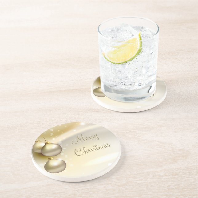 Guld jul Bollar vid Guld Underlägg Sandsten (Sidan)