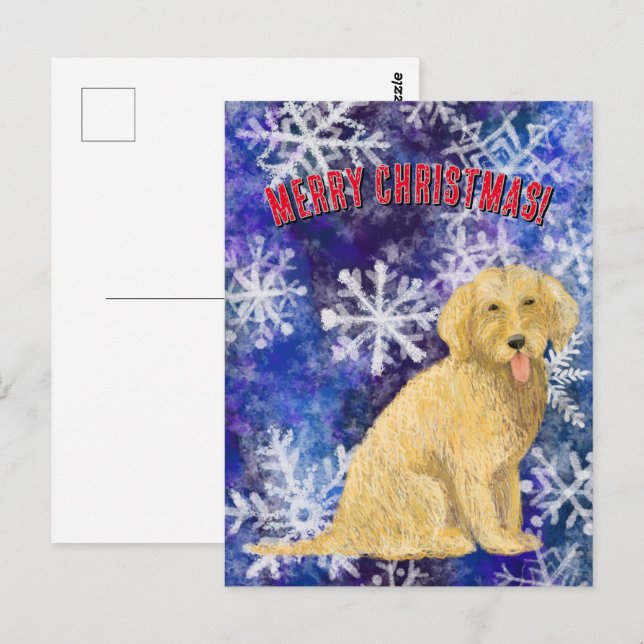 Guld jul-doodle postkort vykort (Fram/baksida)