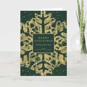 Guld jul Glitter Snowflake Corporate Grönt Helgkort