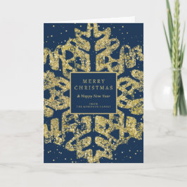 Guld jul Glitter Snowflake Corporate Navy Helgkort