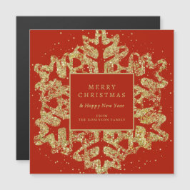 Guld jul Glitter Snowflake Corporate Red