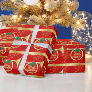 Guld Jul Horn Gift Wrap Presentpapper