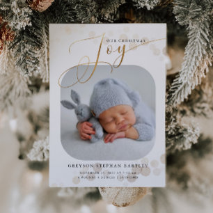 Guld jul Joy Baby Photo Birth Meddelande