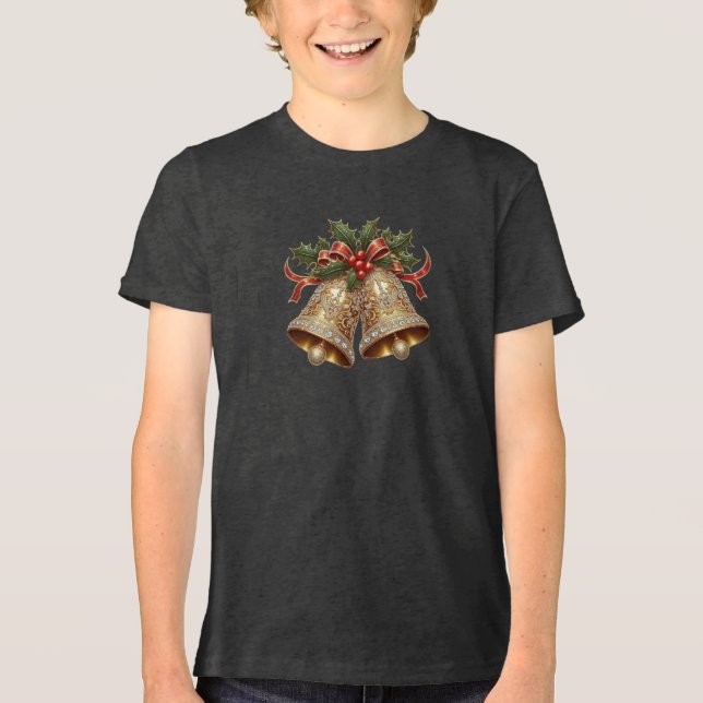Guld jul Klockor Boys T-Shirt (Framsida)