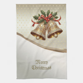 Guld jul Klockor Helgdag Kitchen Towel Kökshandduk