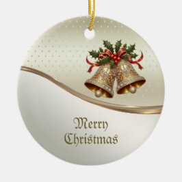 Guld jul Klockor Helgdag Ornament