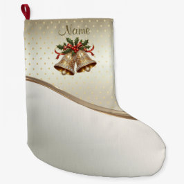 Guld jul Klockor Helgdag Stocking Stor Julstrumpa