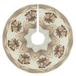 Guld jul Klockor Träd Skirt Julgransmatta Borstad Polyester