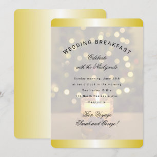 Guld jul ljusstake bröllop frukost inbjudan