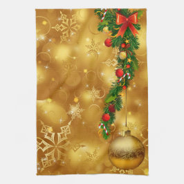Guld jul Ornament Dekoration Kitchen Towel Kökshandduk