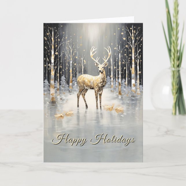 Guld jul renar julkort kort (Framsida)