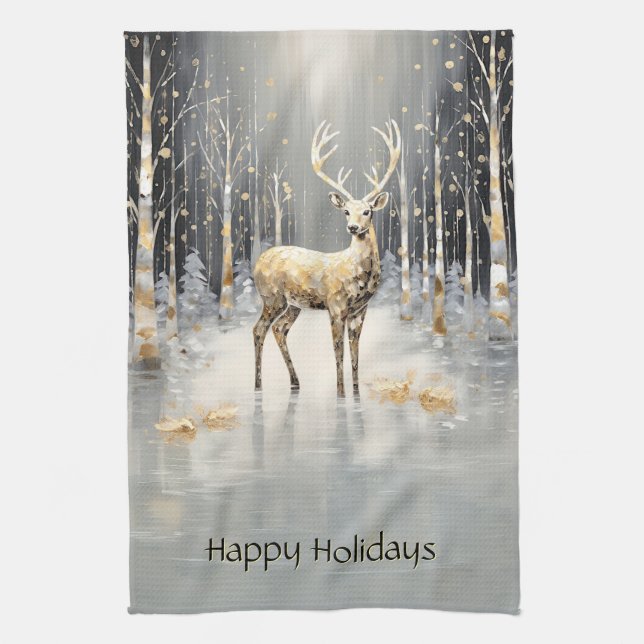 Guld jul Rener Helgdag Kitchen Towel Kökshandduk (Vertikal)