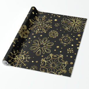Guld jul Snöflingor på Black Presentpapper