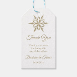 Guld jul Snöflingor Winter Wedding Tack Presentetikett