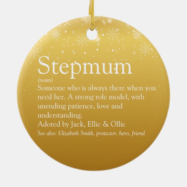 Guld jul styvmamma definition julgransprydnad keramik (Baksidan)