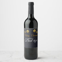 Guld jul vin etikett